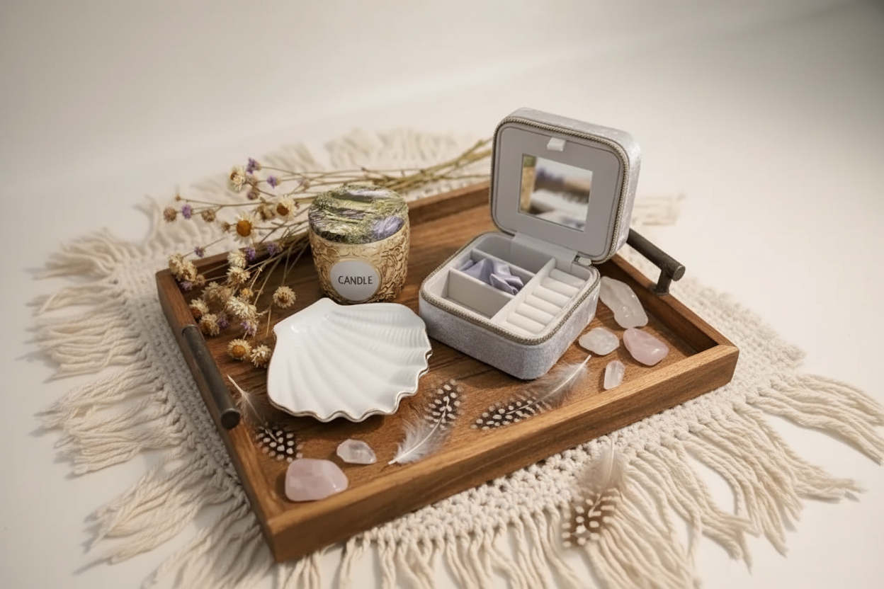 Boho set with ceramic vase