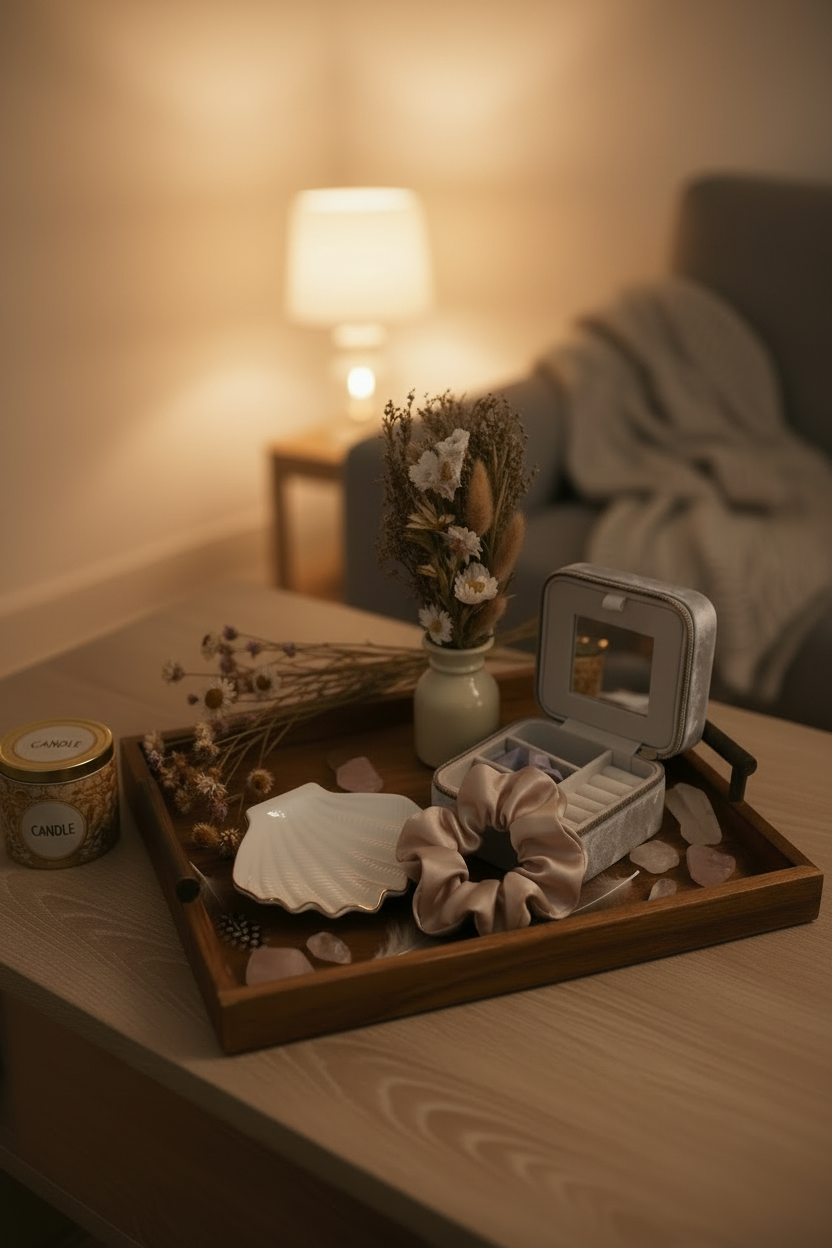 Coffee table unlit candle