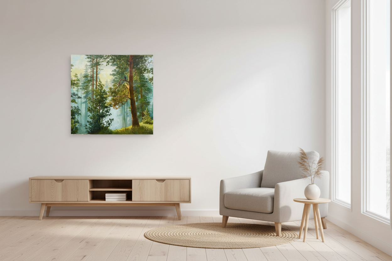 Forest painting in modern interior