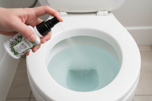 Spray into toilet funnel