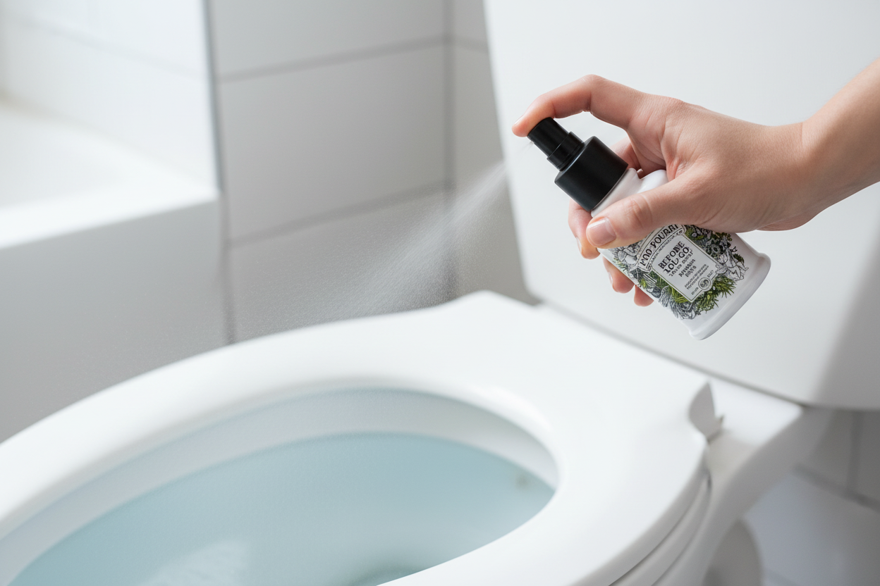 Spraying into toilet